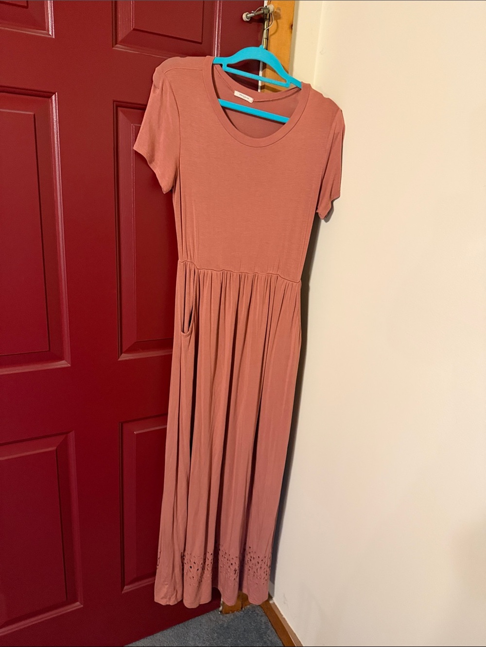 12 Pm By Mon Ami Mauve-Pink Short Sleeve Maxi Dress